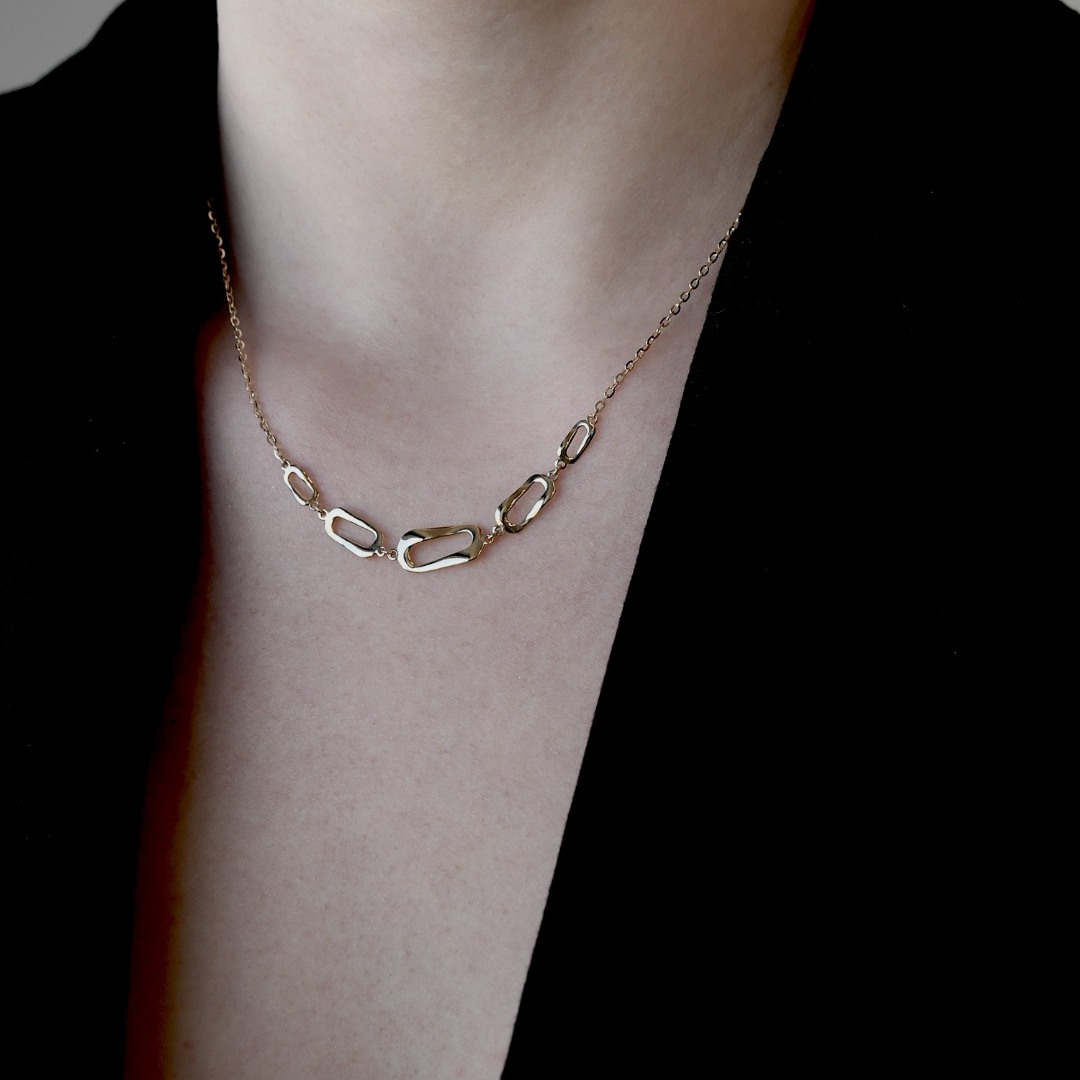 colier cu elemente asimetrice din aur galben de 14K  2