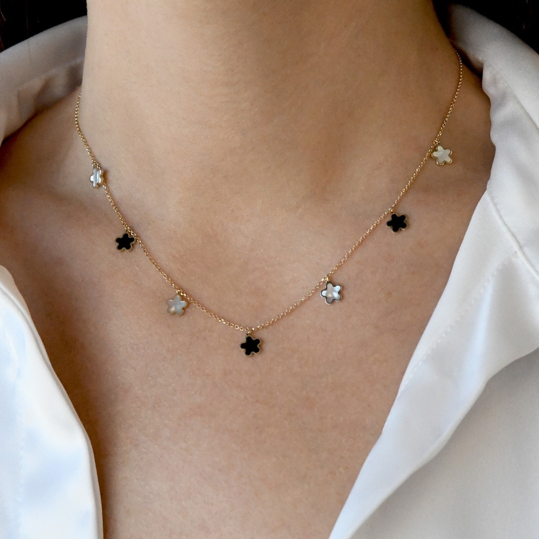 lanț din aur galben de 14K și pandantive cu Sidef și Email  2