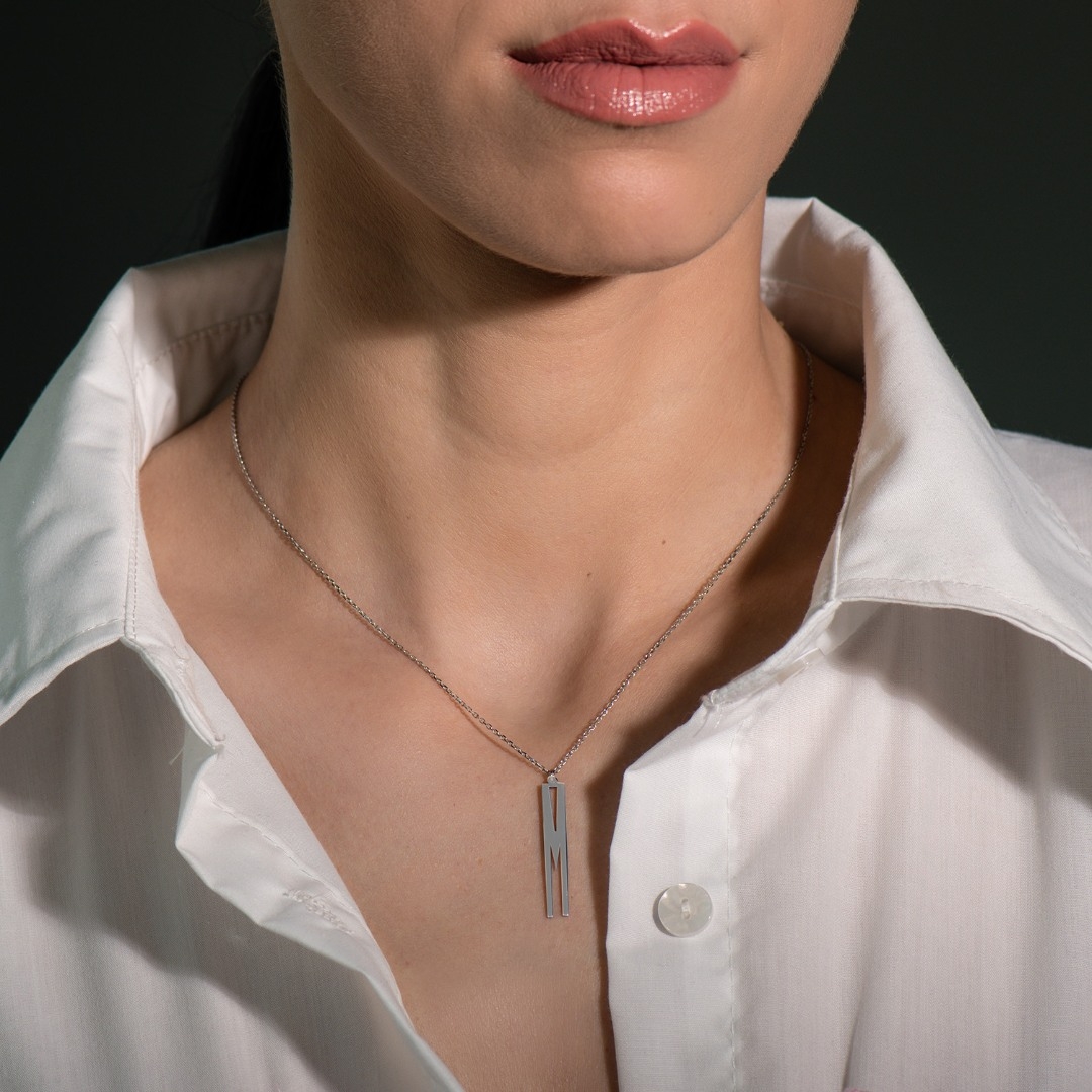 lanț cu pandantiv din aur alb de 14K  2