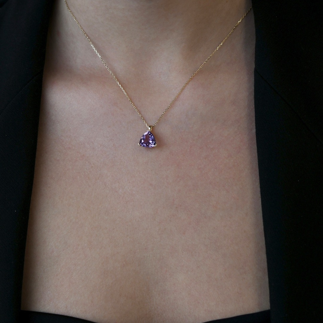 lant din aur galben de 14K și pandantiv cu Ametist  2