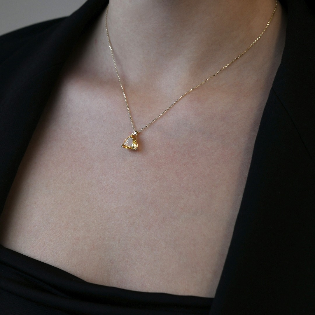 lanț din aur galben de 14K și pandantiv cu Citrin  2