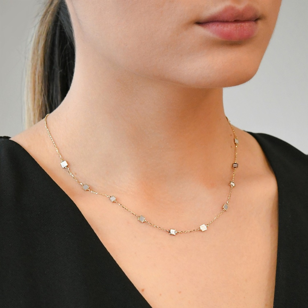 colier din aur galben de 14K cu Sidef  2