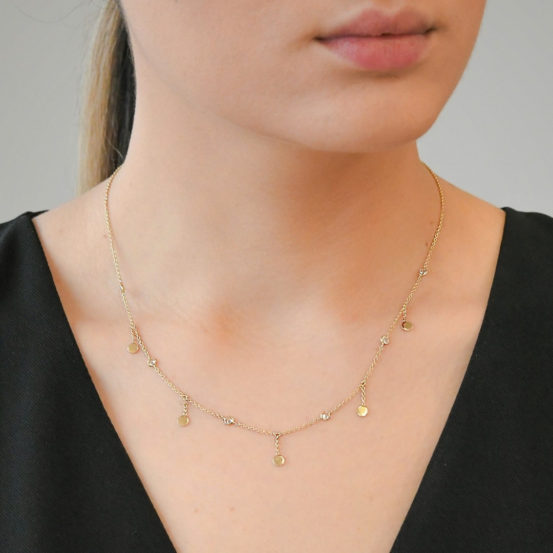 colier din aur galben de 14K cu elemente rotunde  2