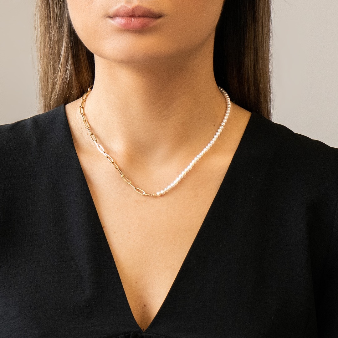 colier din aur galben de 14K cu Perle  3