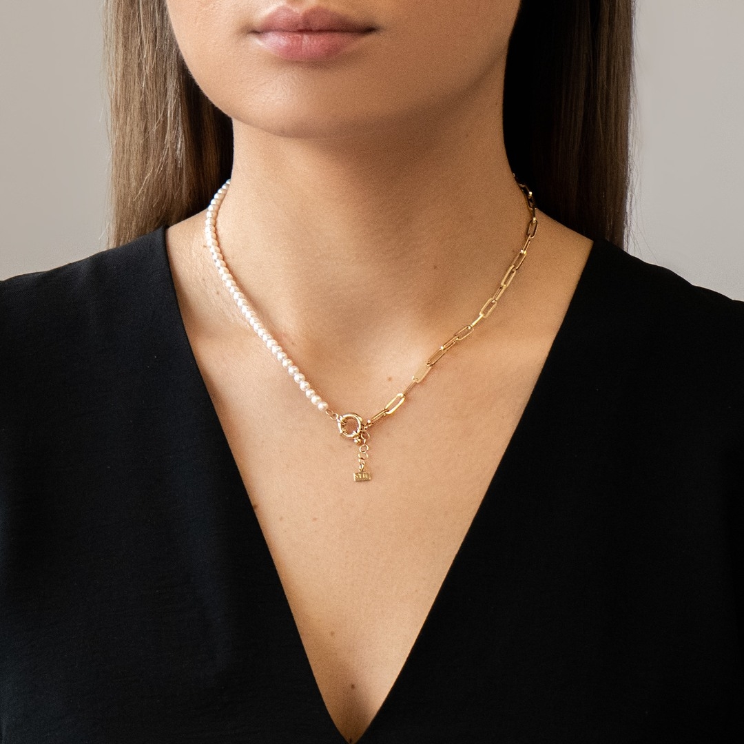 colier din aur galben de 14K cu Perle  4