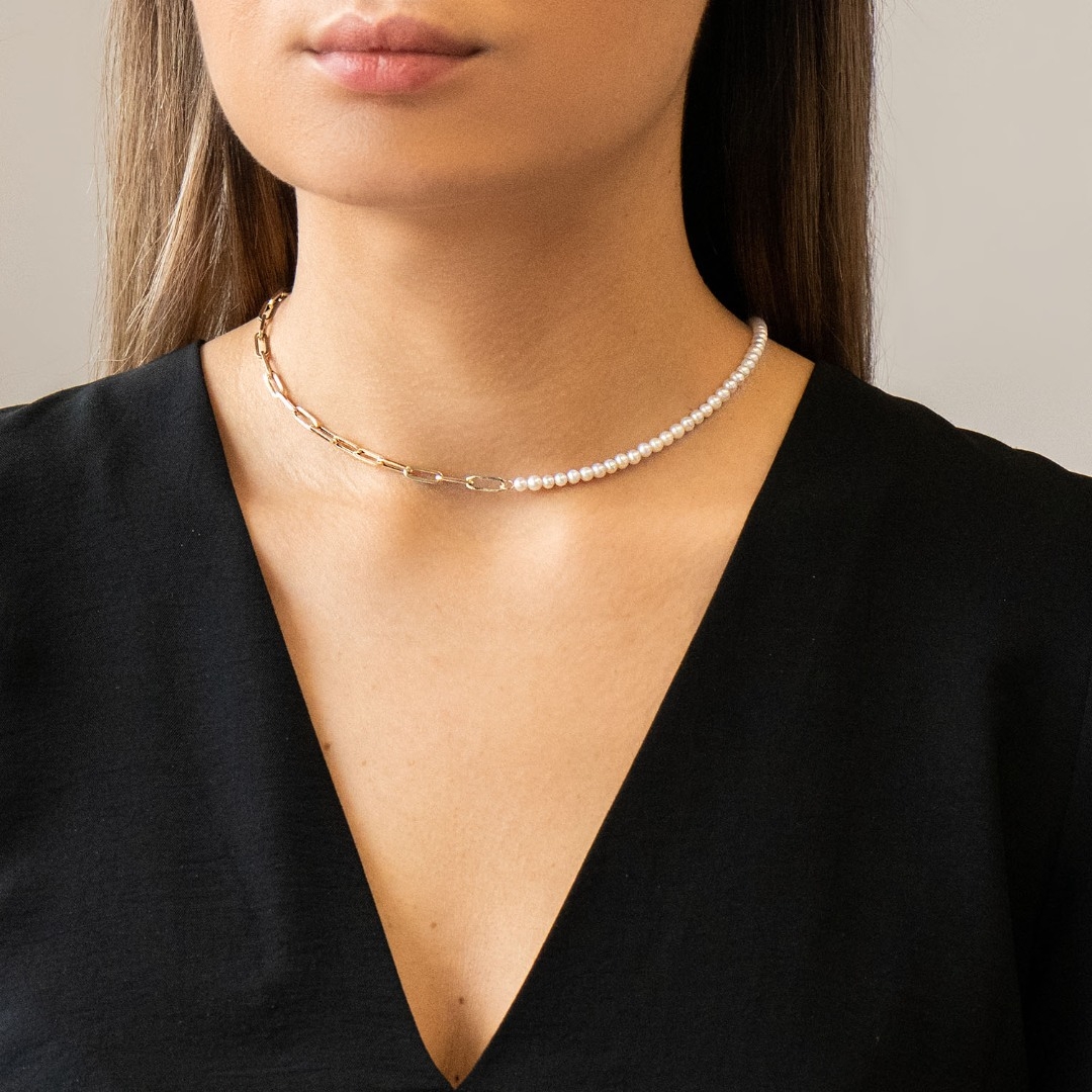 colier din aur galben de 14K cu Perle  5