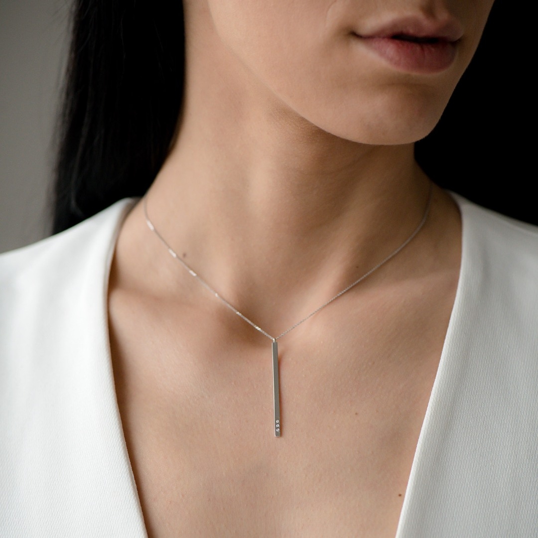 lanț din aur alb de 14K cu pandantiv  2