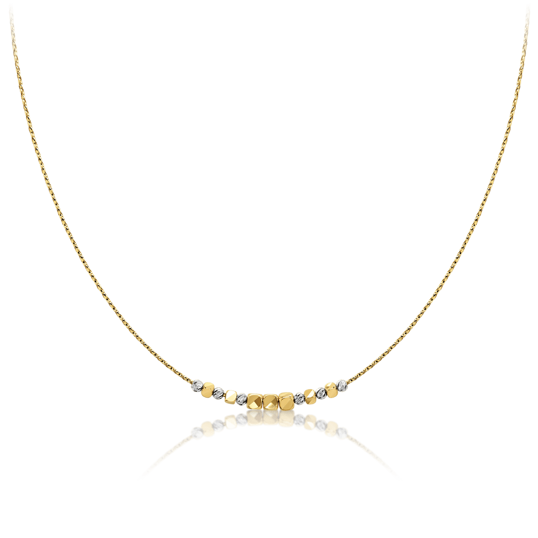 lanț din aur galben de 14K cu elemente fațetate  1