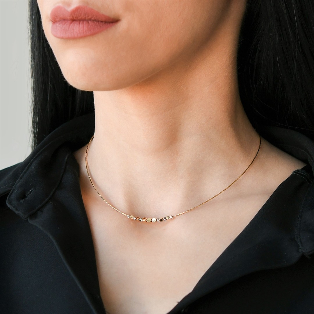 lanț din aur galben de 14K cu elemente fațetate  2