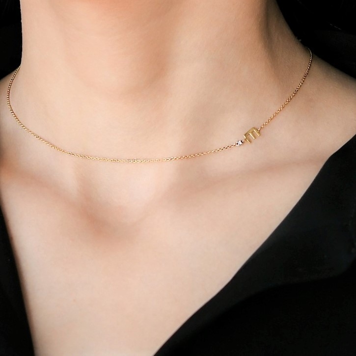 lanț din aur galben de 18K și pandantiv cu Diamant natural  2