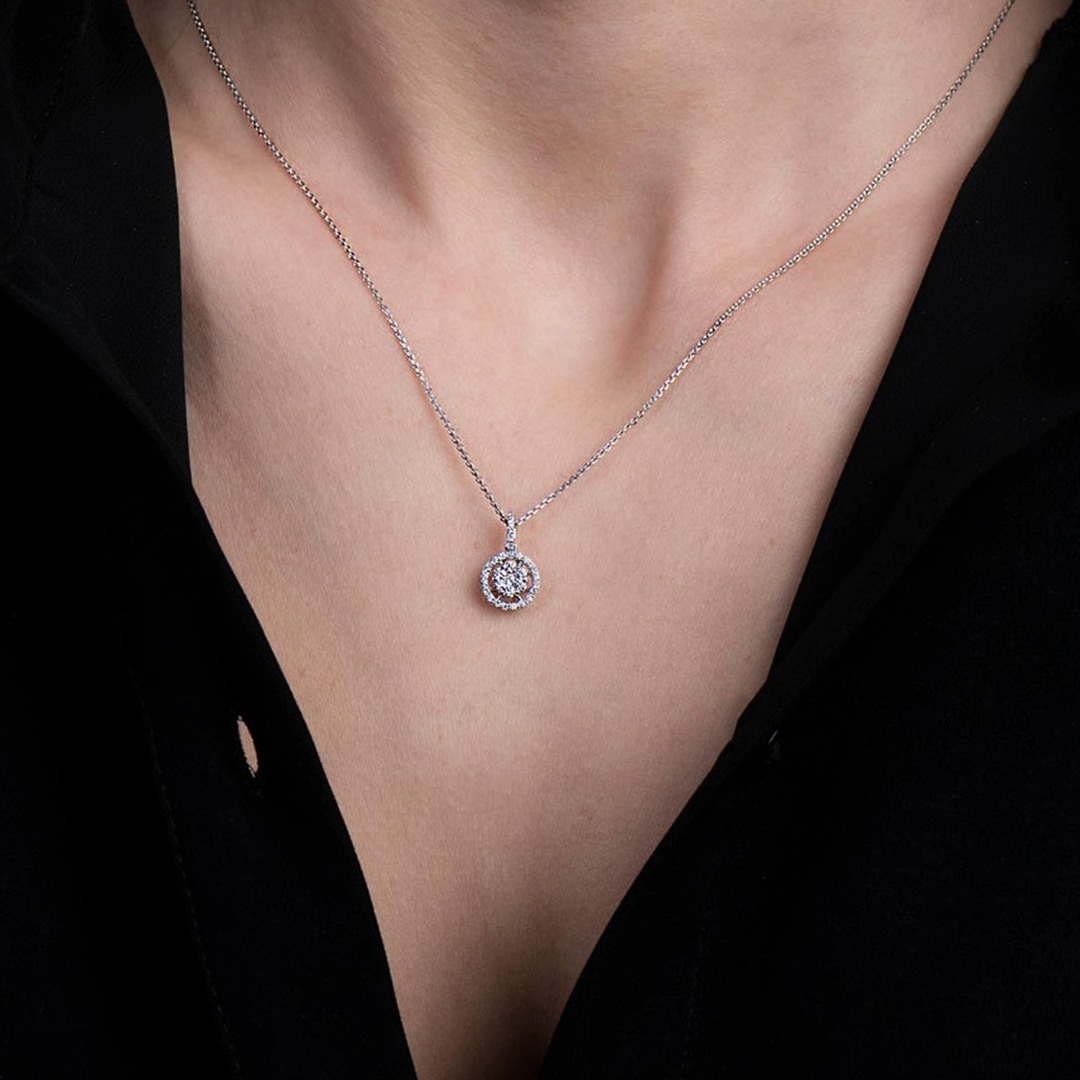 lanț din aur alb de 14K și pandantiv cu Diamante naturale  2