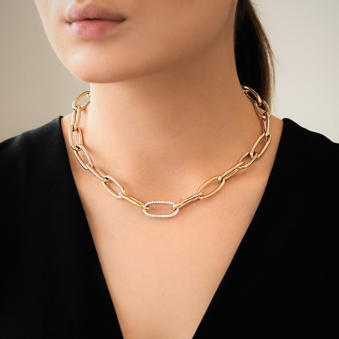 lanț din aur galben de 14K și pandantiv cu Diamante naturale  4