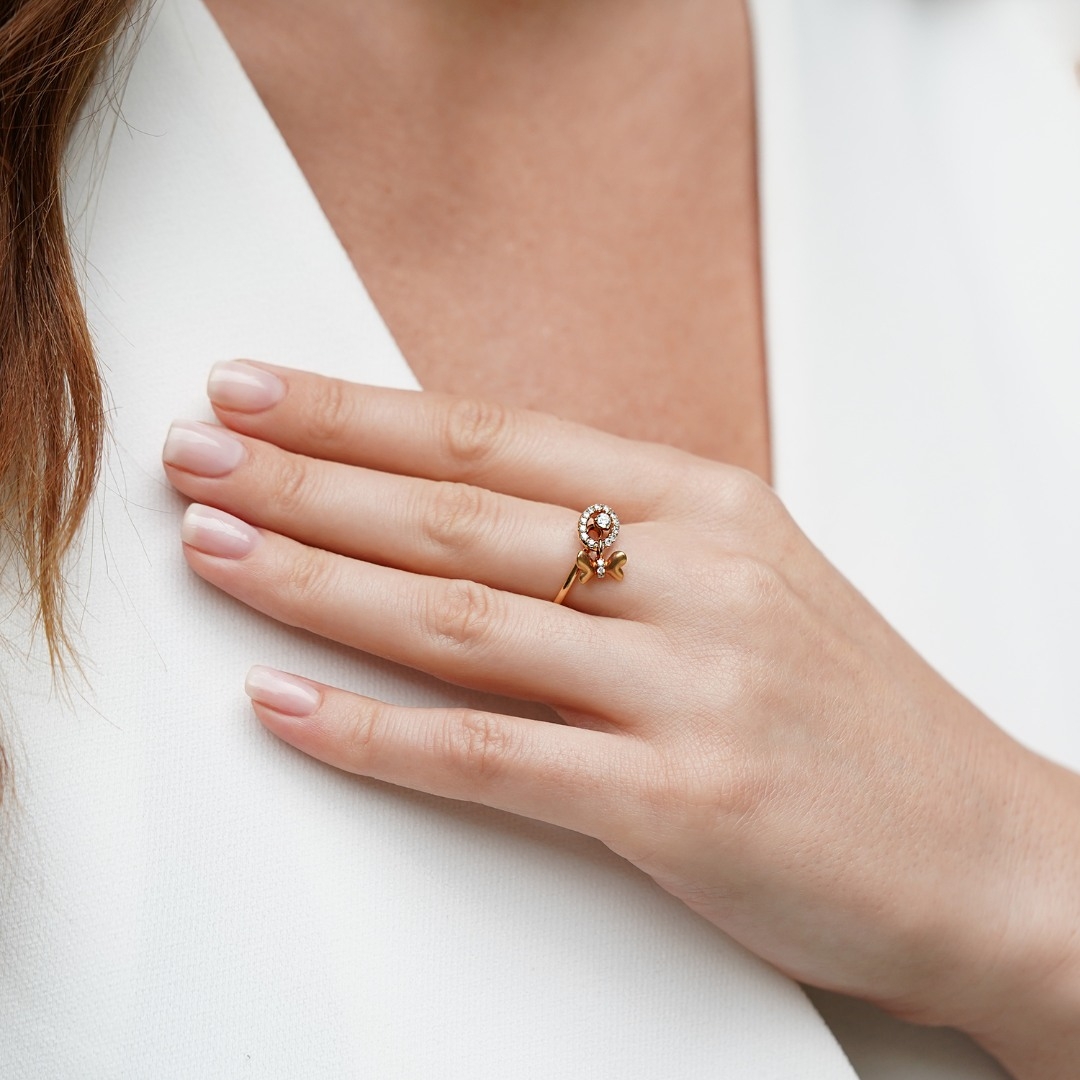 inel din aur roz de 18K cu Diamante naturale  2