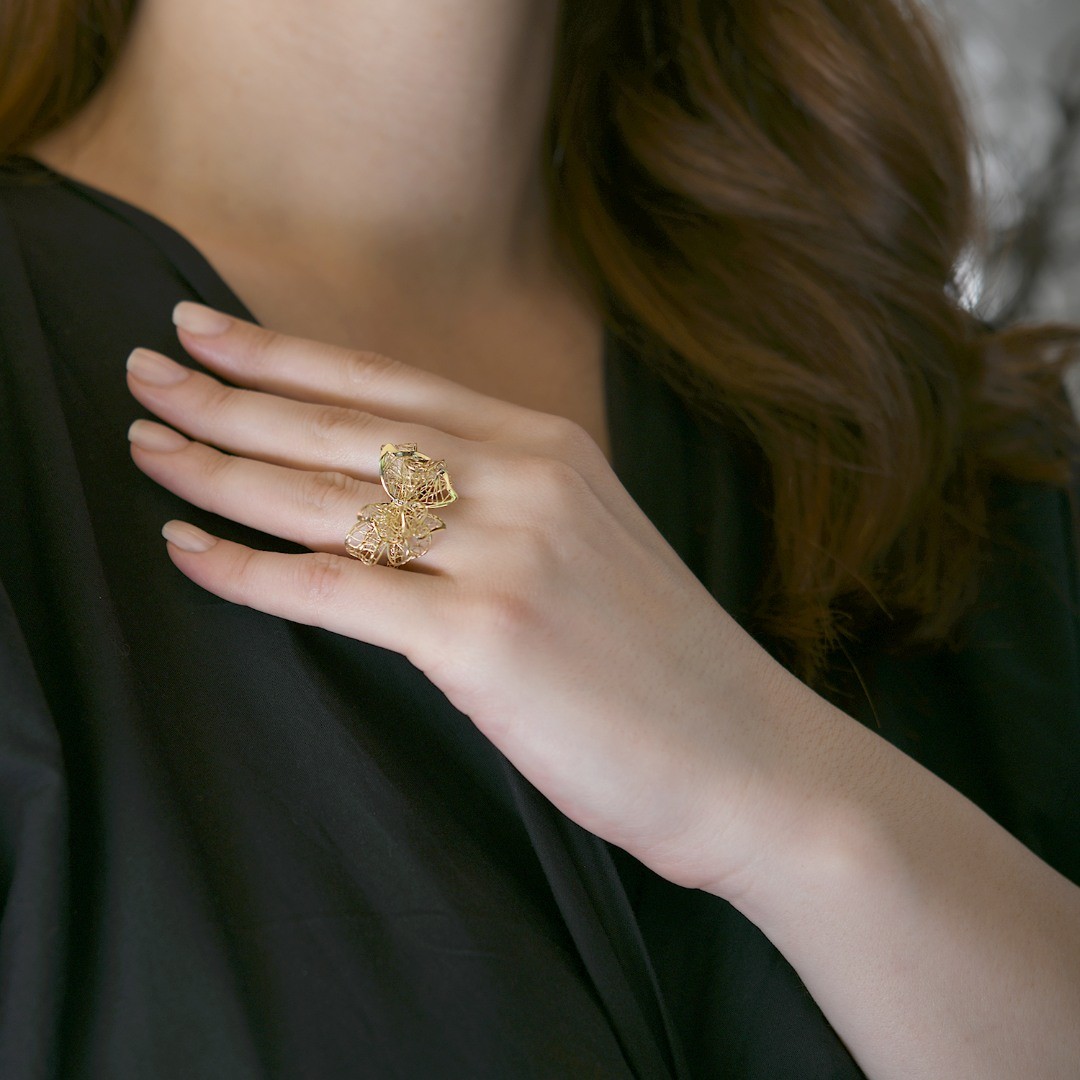 inel din aur galben de 14K cu Diamante naturale  2