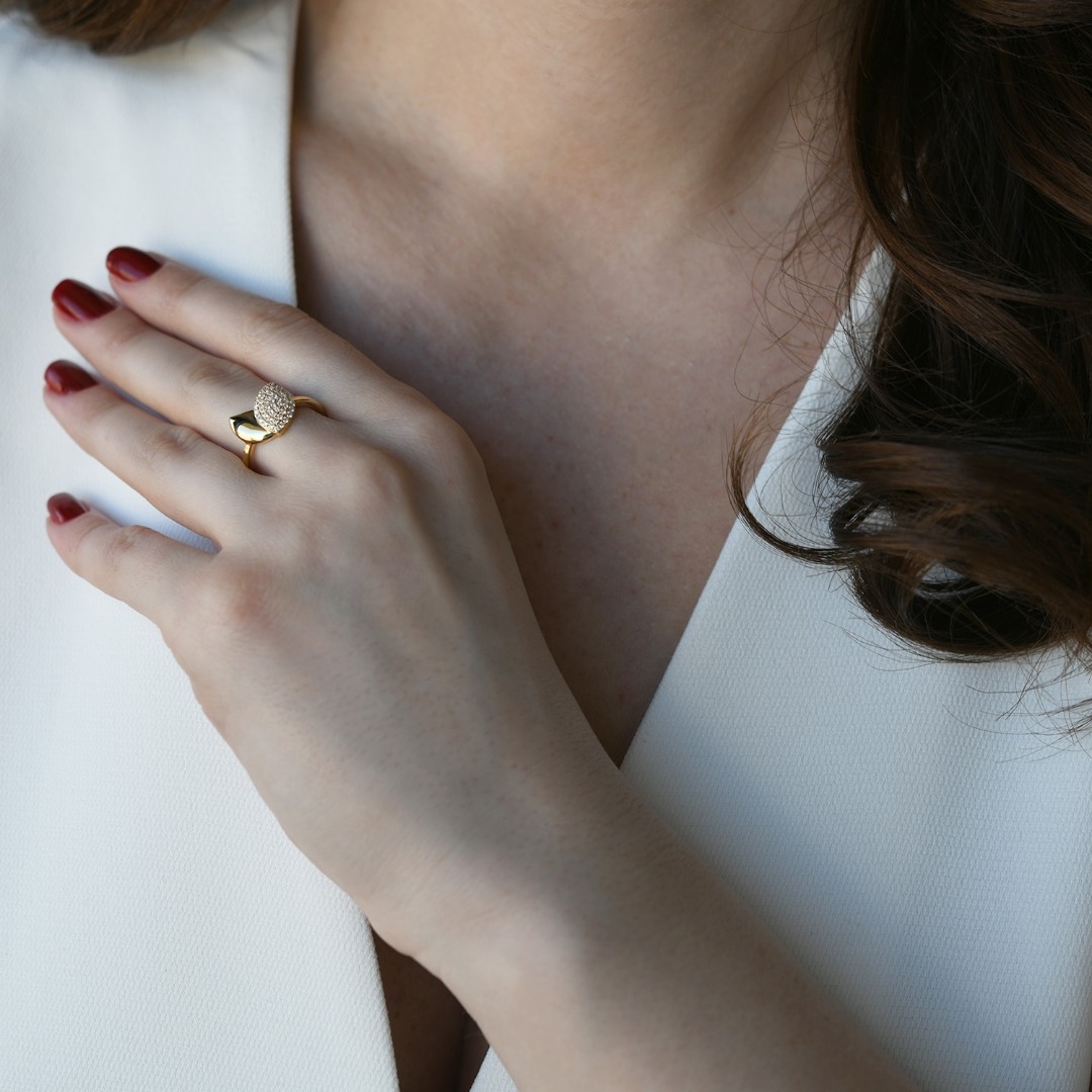 inel din aur galben de 18K cu Diamante naturale  2