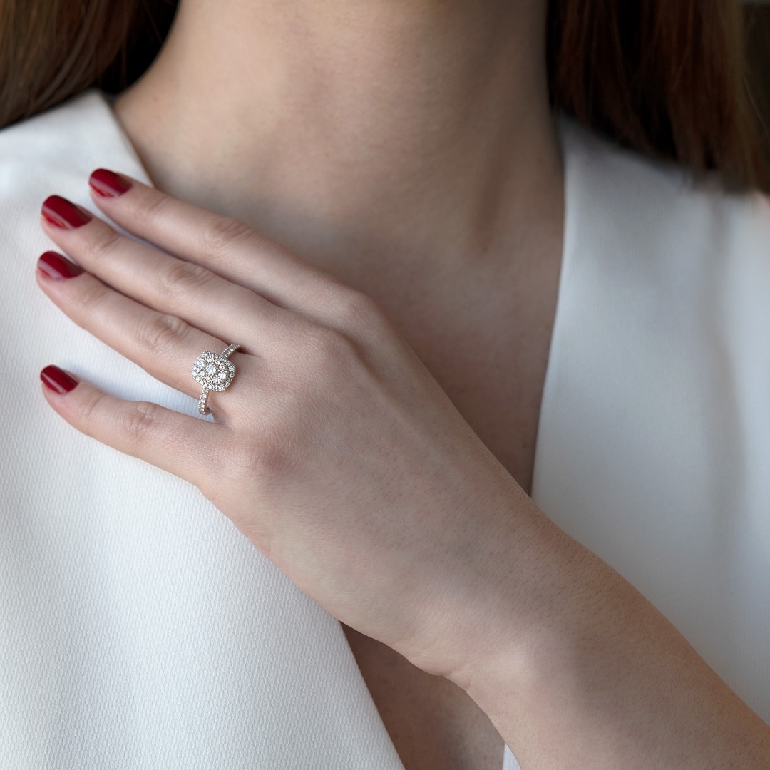 inel din aur alb de 18K cu Diamante naturale  2