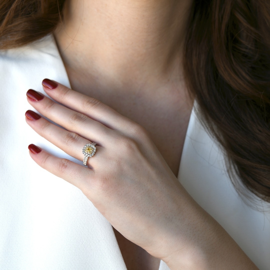 inele din aur alb de 18K cu Diamante naturale  2