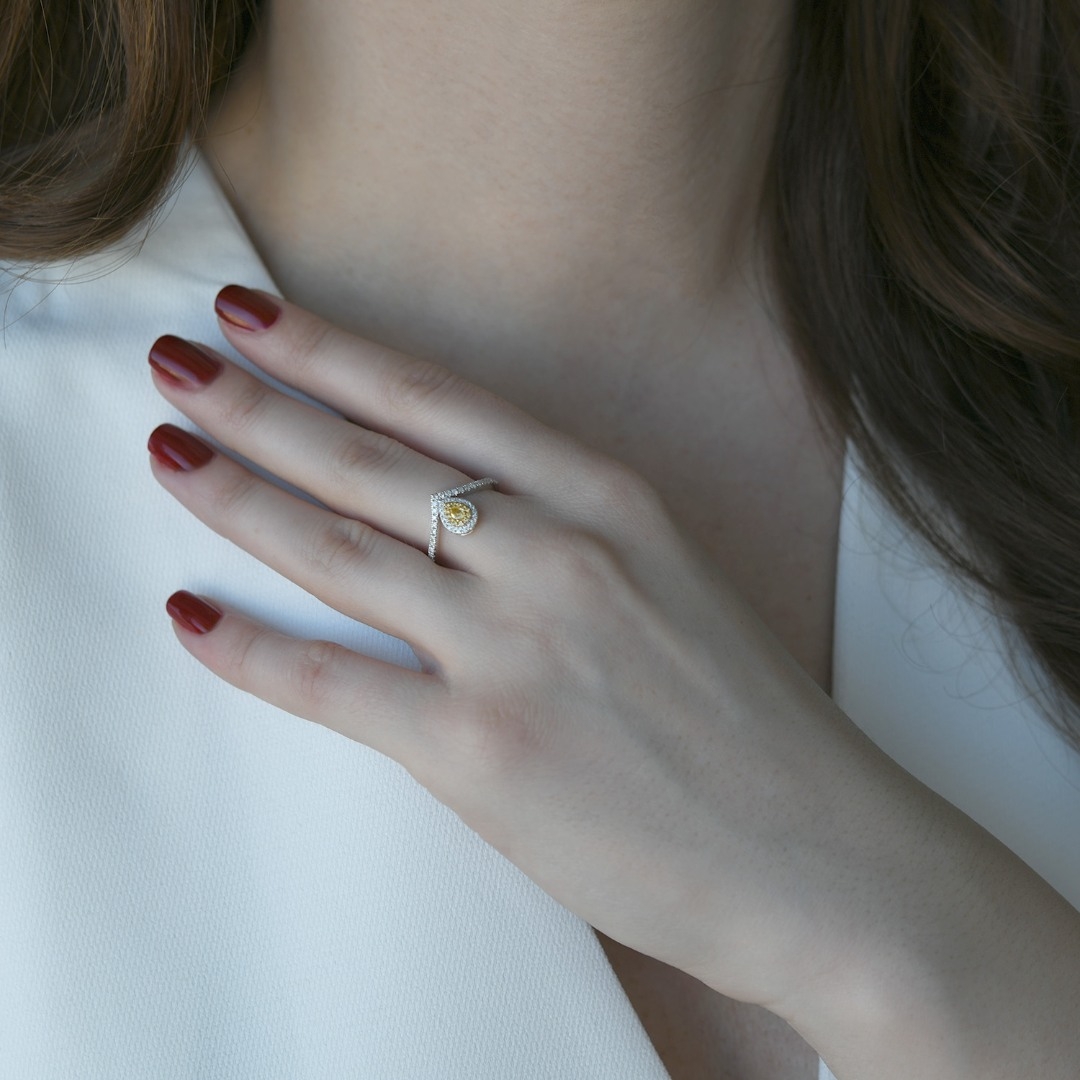 inel din aur alb de 18K cu Diamante naturale  2