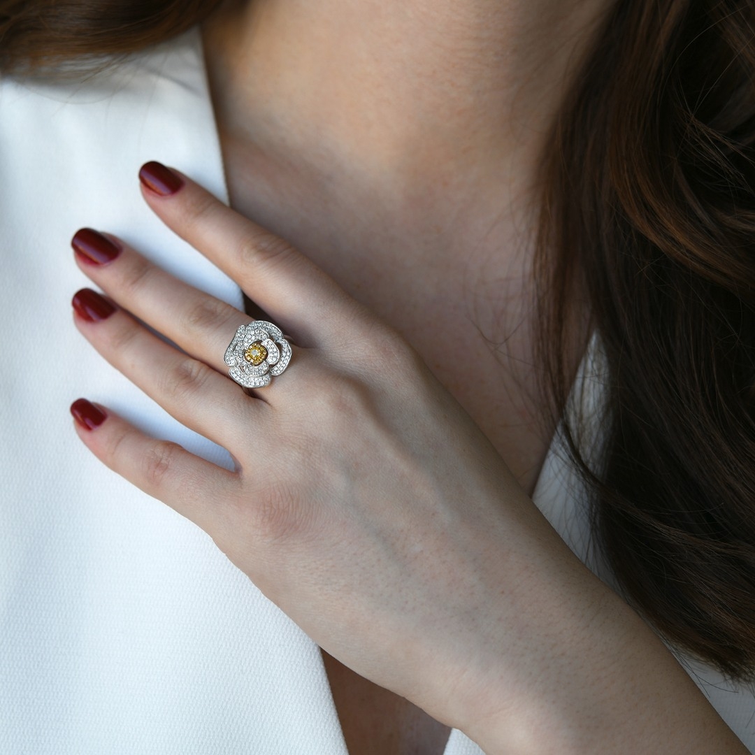 inel din aur alb de 18K cu Diamante naturale  2