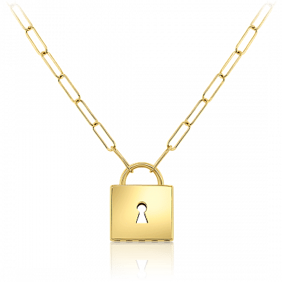 Lanț din aur galben de 14K cu pandantiv lacăt