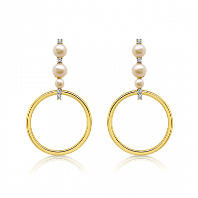 Cercei din aur galben de 14K cu Perle