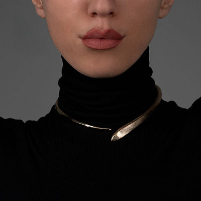 Colier cu efect satinat din aur galben de 14K