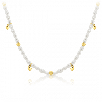Colier din aur galben de 14K cu Perle albe