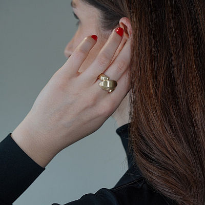 Inel cu efect satinat din aur galben de 14K