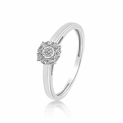 Inel de logodnă din aur alb de 14K cu Diamante naturale