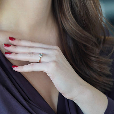 Inel din aur galben de 14K cu Diamante de laborator