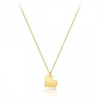 Lanţ cu pandantiv inimă din aur galben de 14K