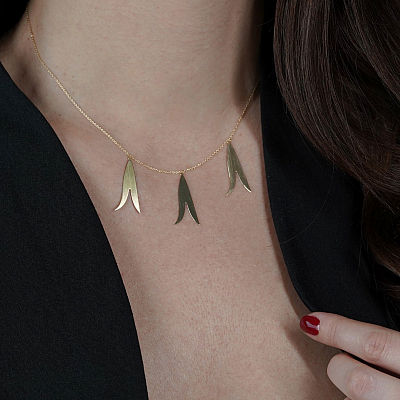 Lanț cu pandantiv din aur galben de 14K