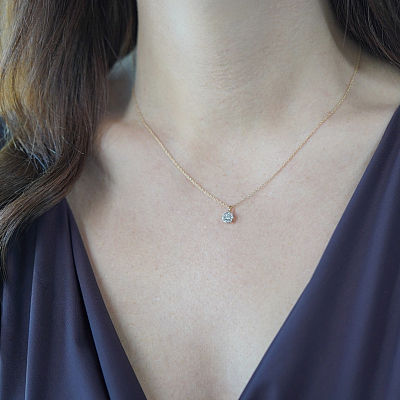 Lanț din aur galben de 14K și pandantiv cu Diamante de laborator