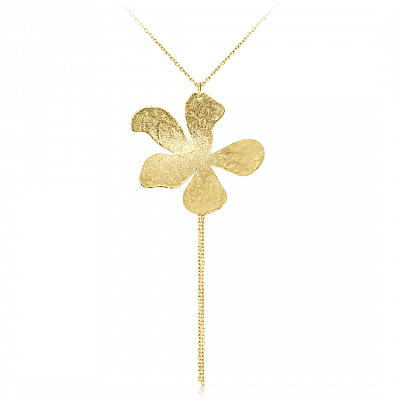 Lanț din aur galben de 14K și pandantiv cu efect satinat