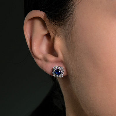 Cercei din aur alb de 14K