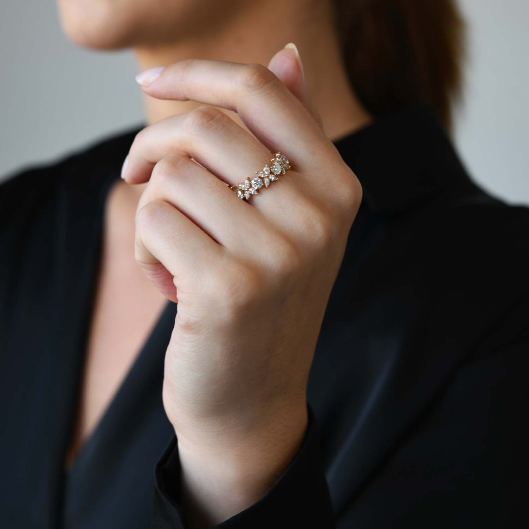 inel din aur roz de 18K cu Diamante naturale  2