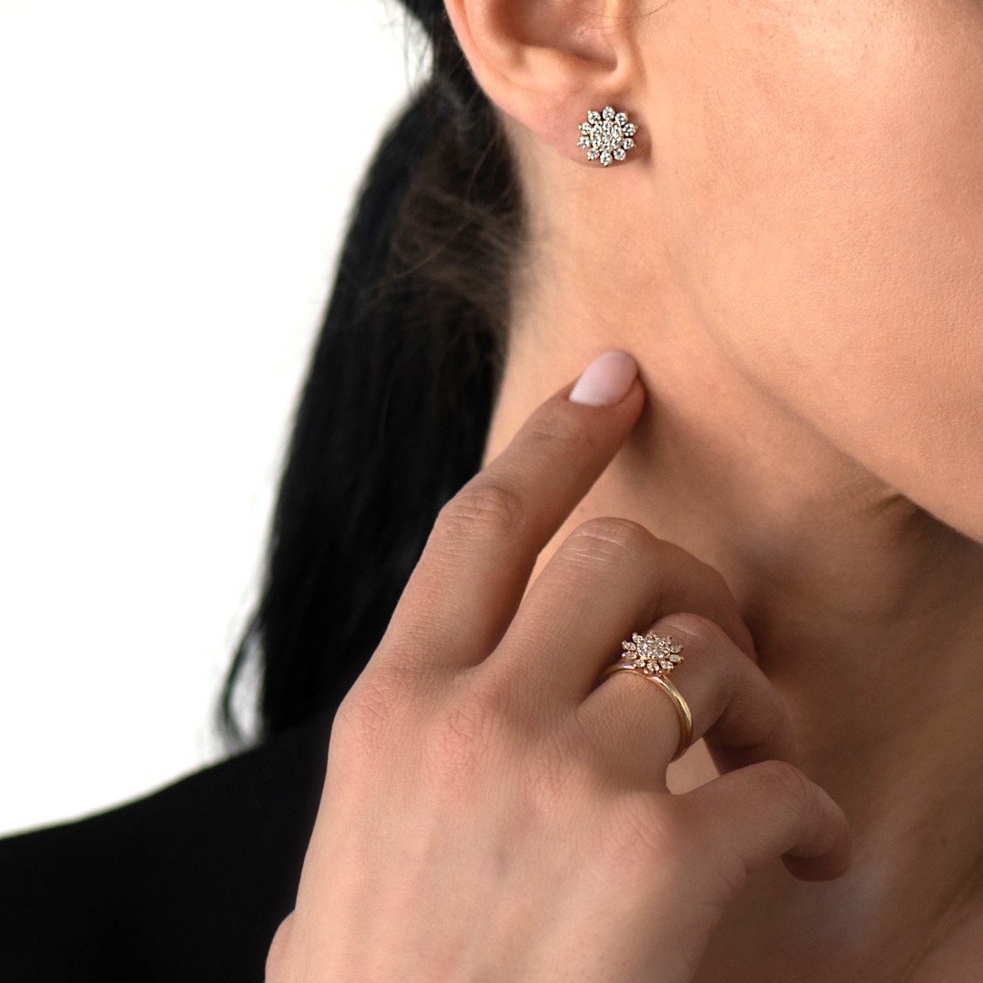 inel din aur galben de 18K cu Diamante naturale  2