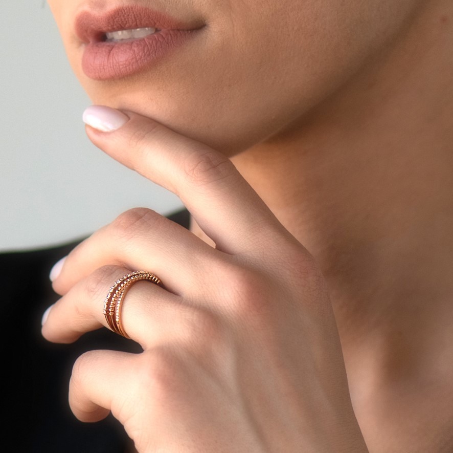inel din aur roz de 18K cu Diamante naturale  2