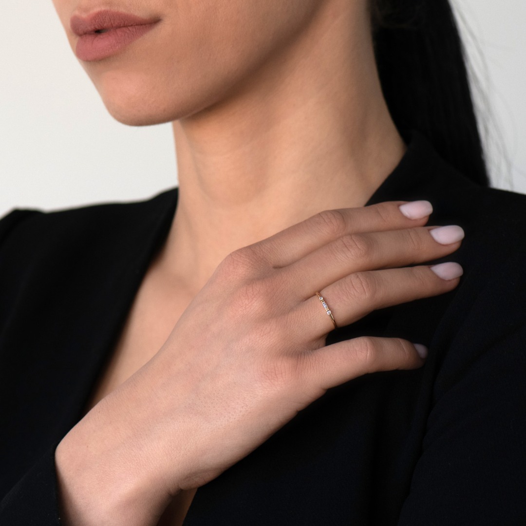 inel din aur galben de 18K cu Diamante de 0.05ct.  2