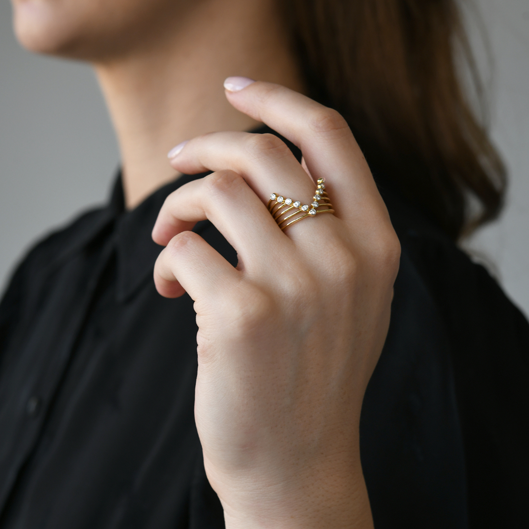 inel din aur galben de 18K cu Diamante naturale  2