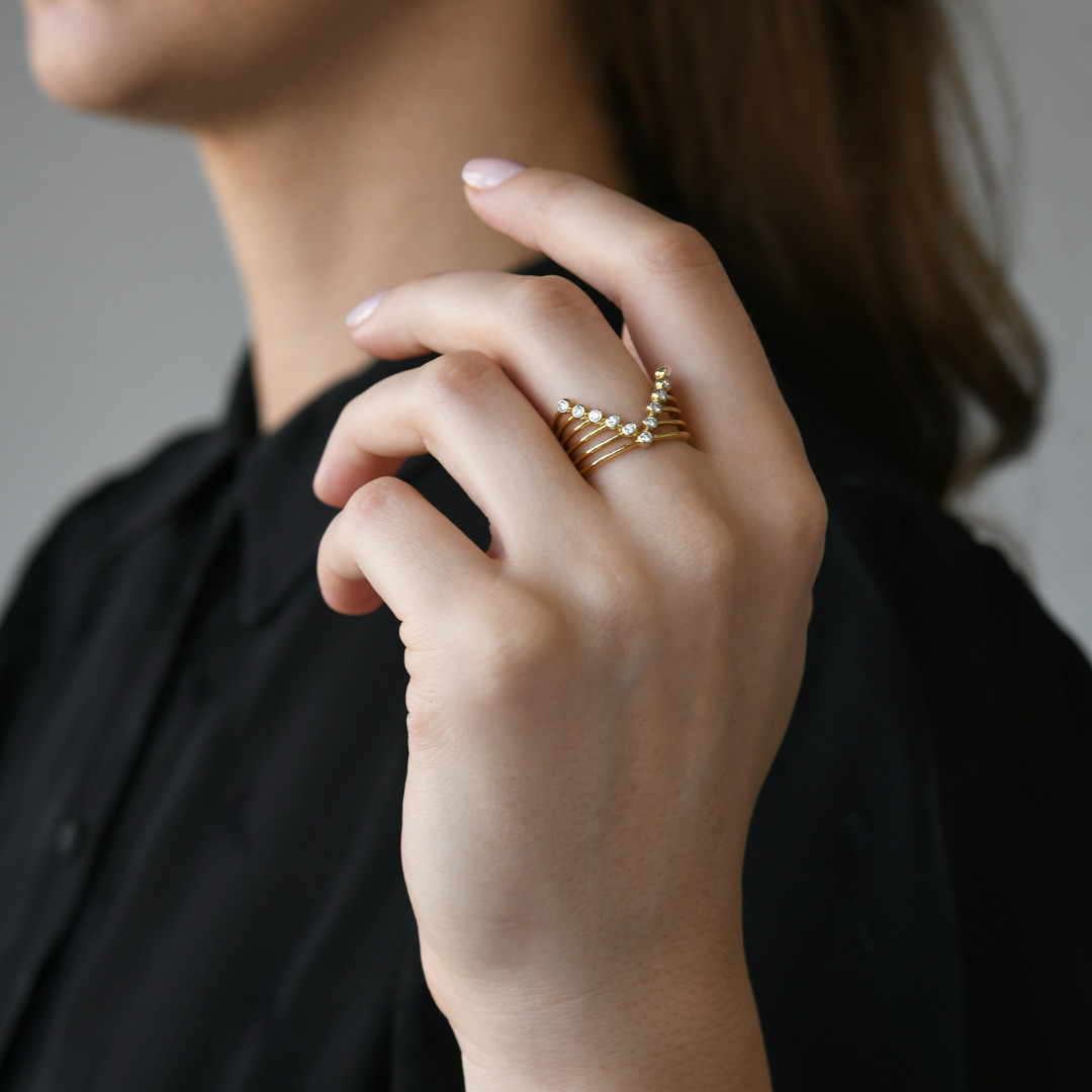 inel din aur galben de 18K cu Diamante naturale  2