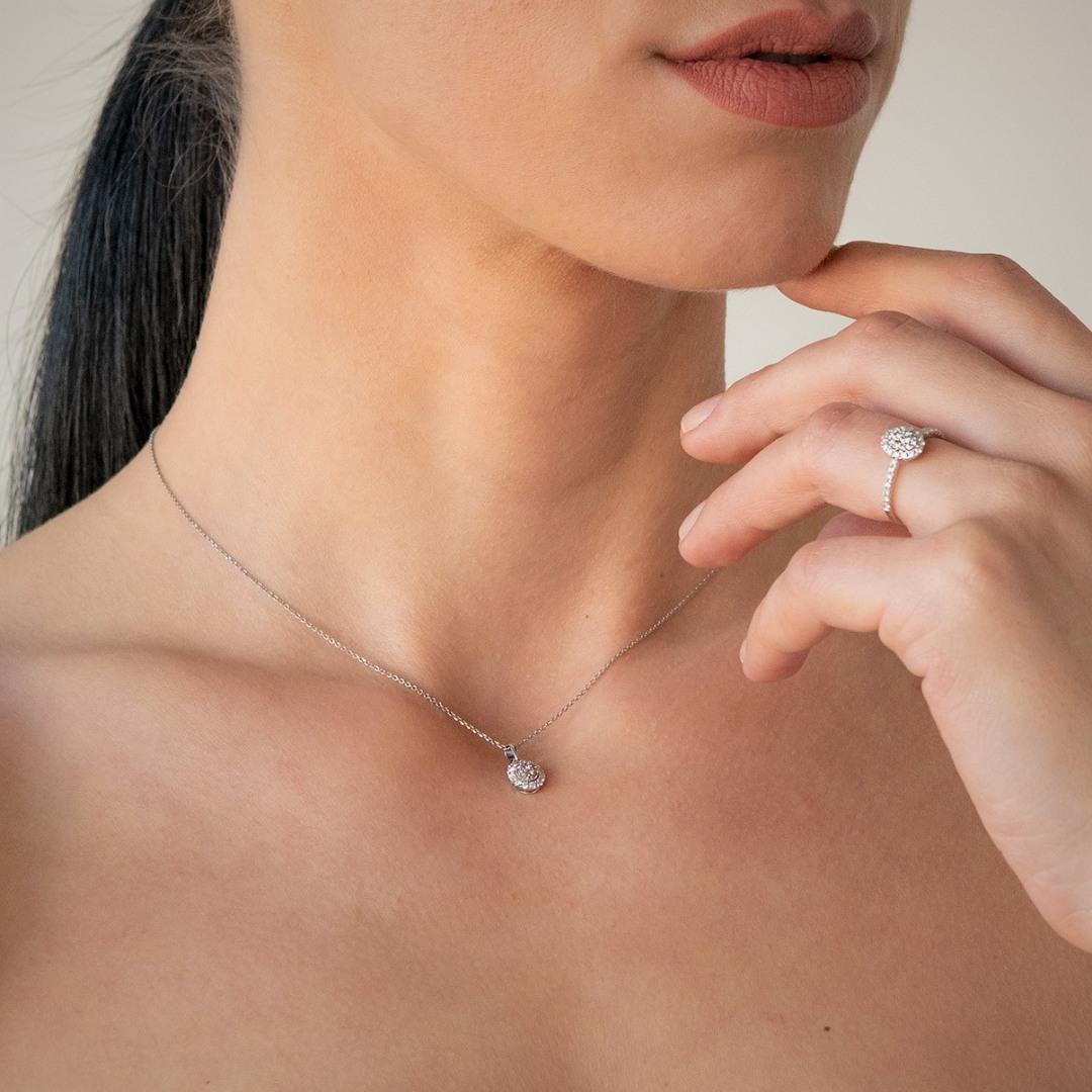 pandantiv din aur alb de 18K cu Diamante naturale  2