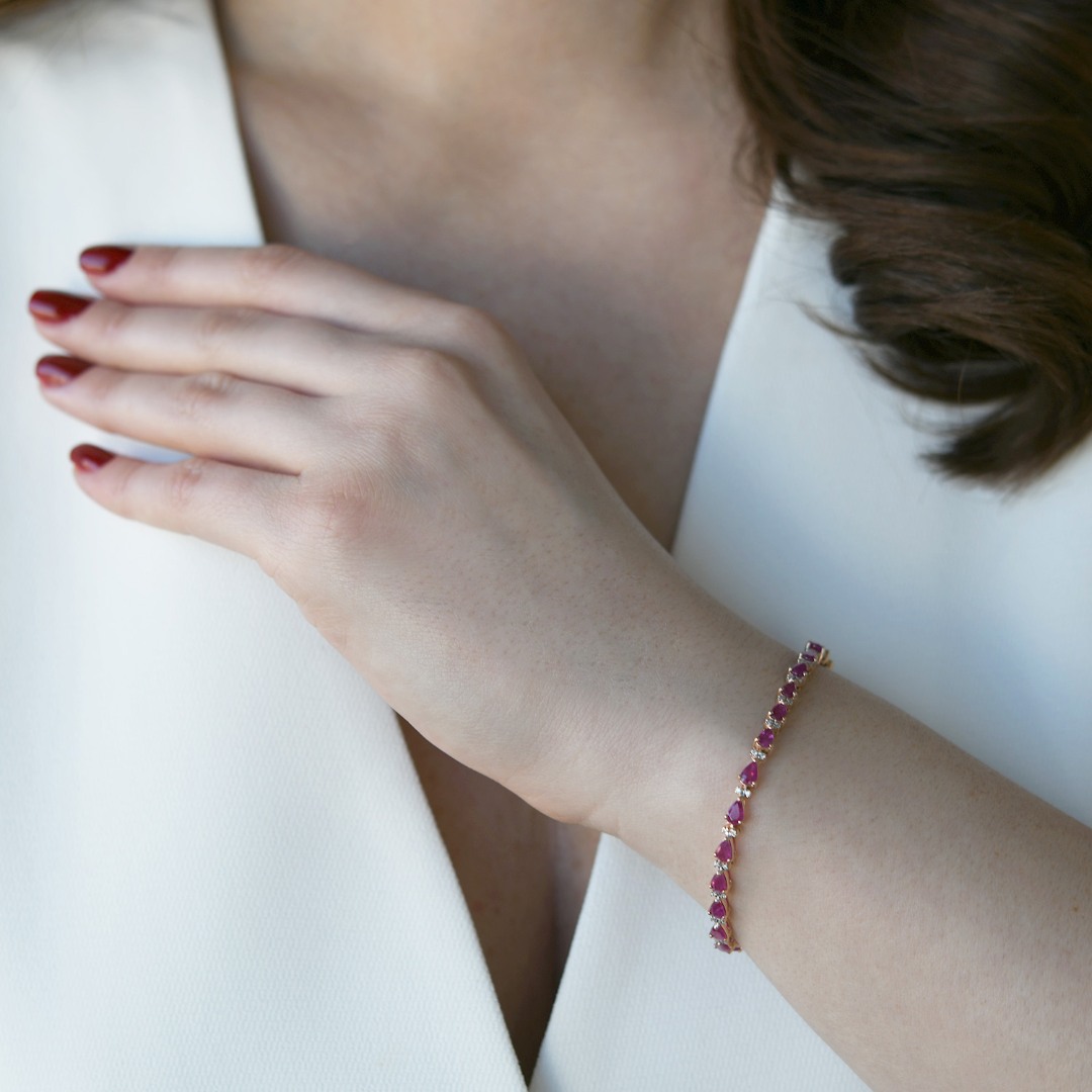 brățară din aur roz de 18K cu Rubine și Diamante naturale  3