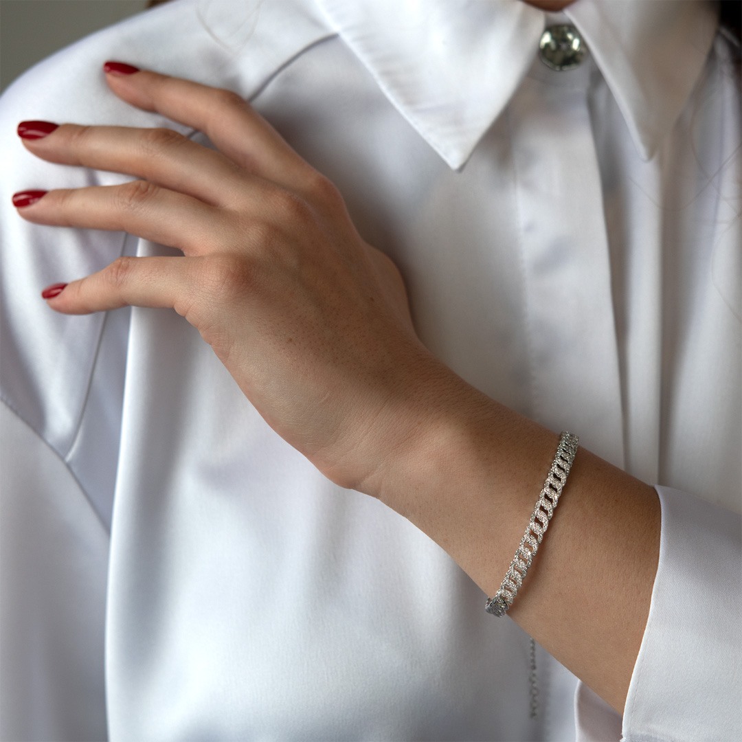 brățară din aur alb de 14K cu Diamante naturale  4
