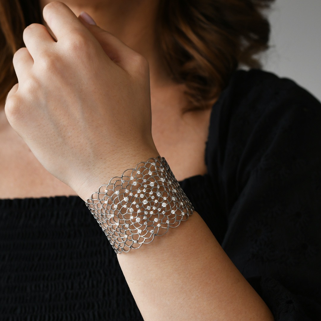 brățară din aur alb de 18K cu Diamante naturale  4