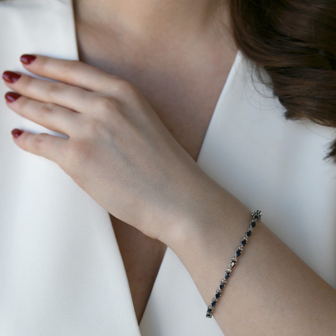 brățară din aur alb de 18K cu Safire și Diamante naturale  3