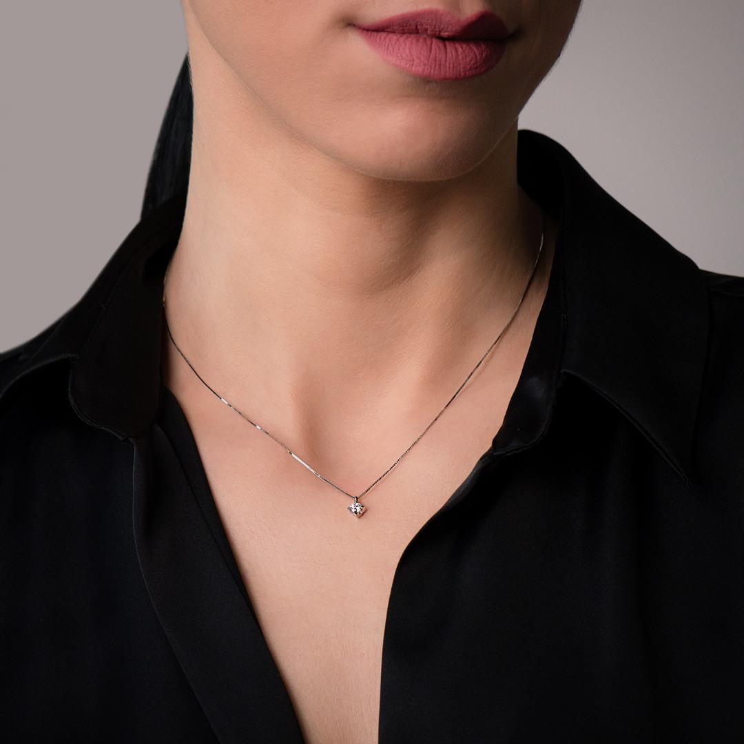 lanț din aur alb de 18K și pandantiv cu Diamant natural  2