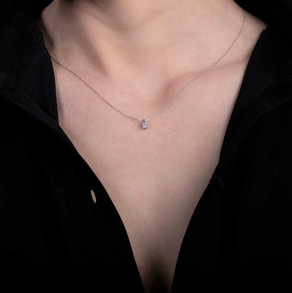 lanț din aur alb de 14K și pandantiv cu Diamant natural  2