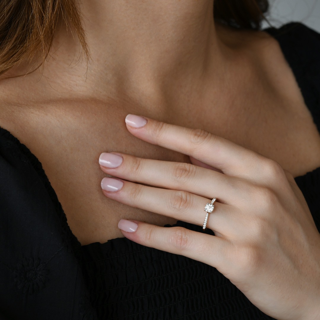 inel de logodnă din aur alb de 18K cu Diamante naturale  2