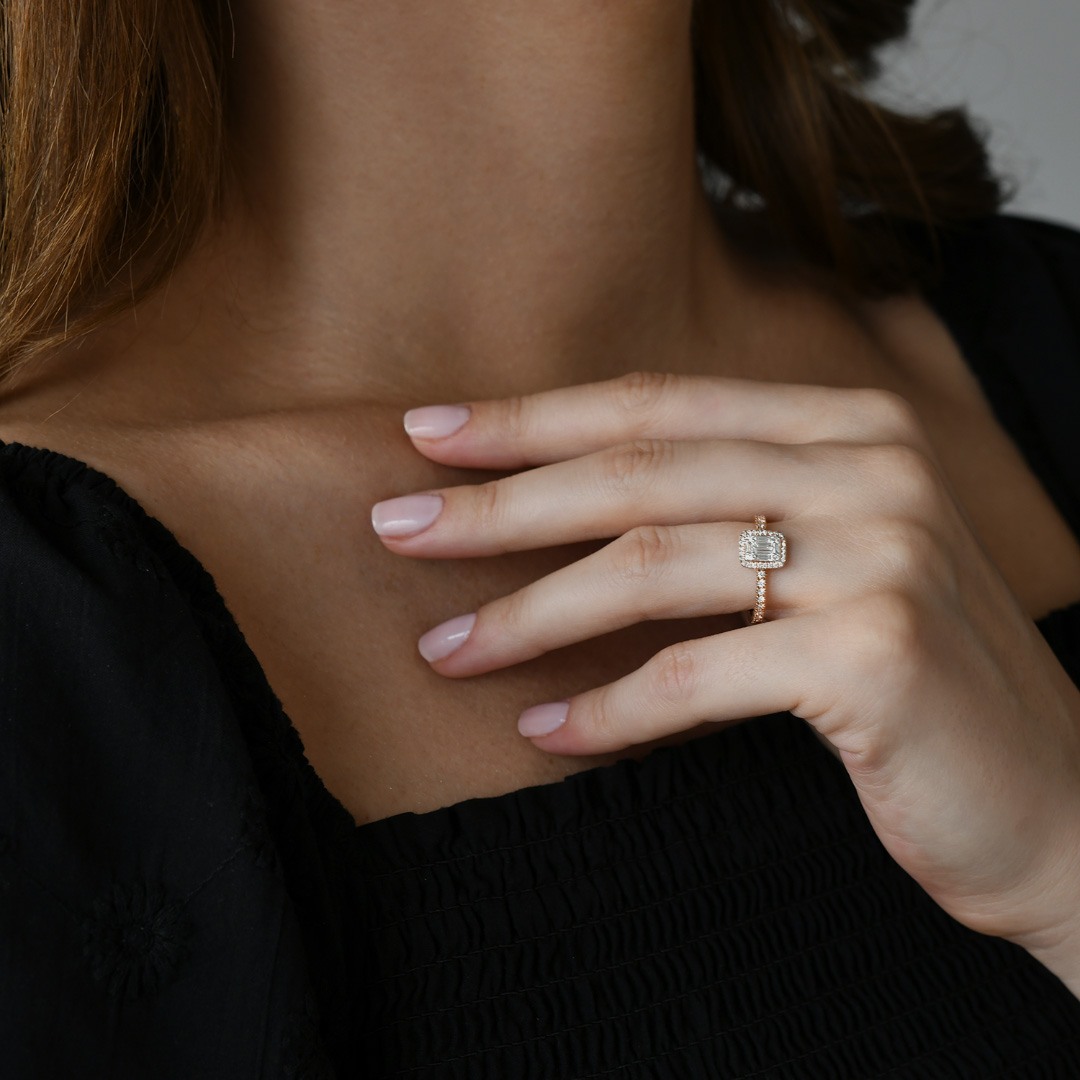 inel de logodnă din aur galben de 14K cu Diamante naturale  2